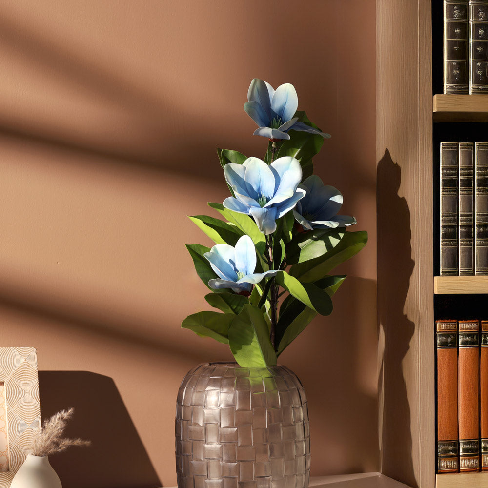 Winter Magnolia Faux Stem - Sky Blue