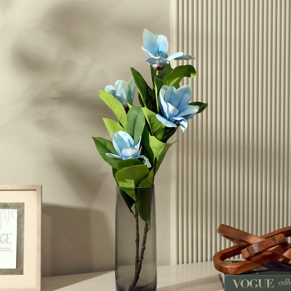 Winter Magnolia Faux Stem - Sky Blue