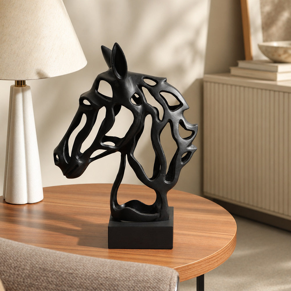 Gallant Horse Metal Sculpture Large - Matte Black