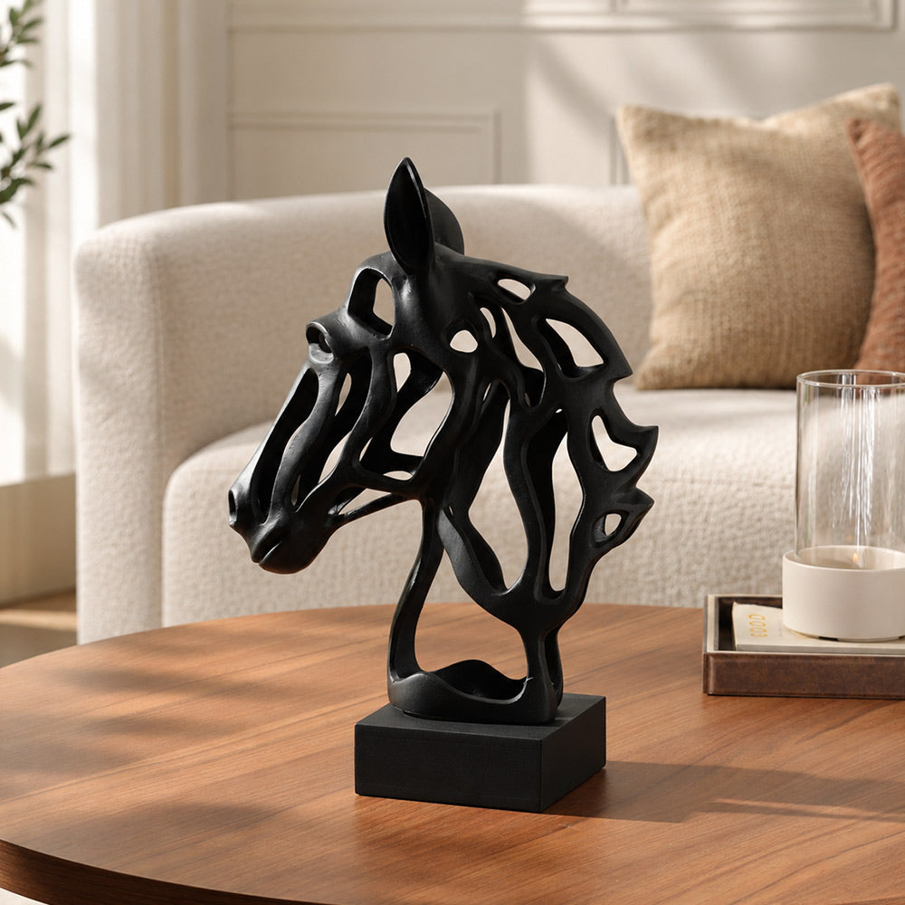 Gallant Horse Metal Sculpture Large - Matte Black