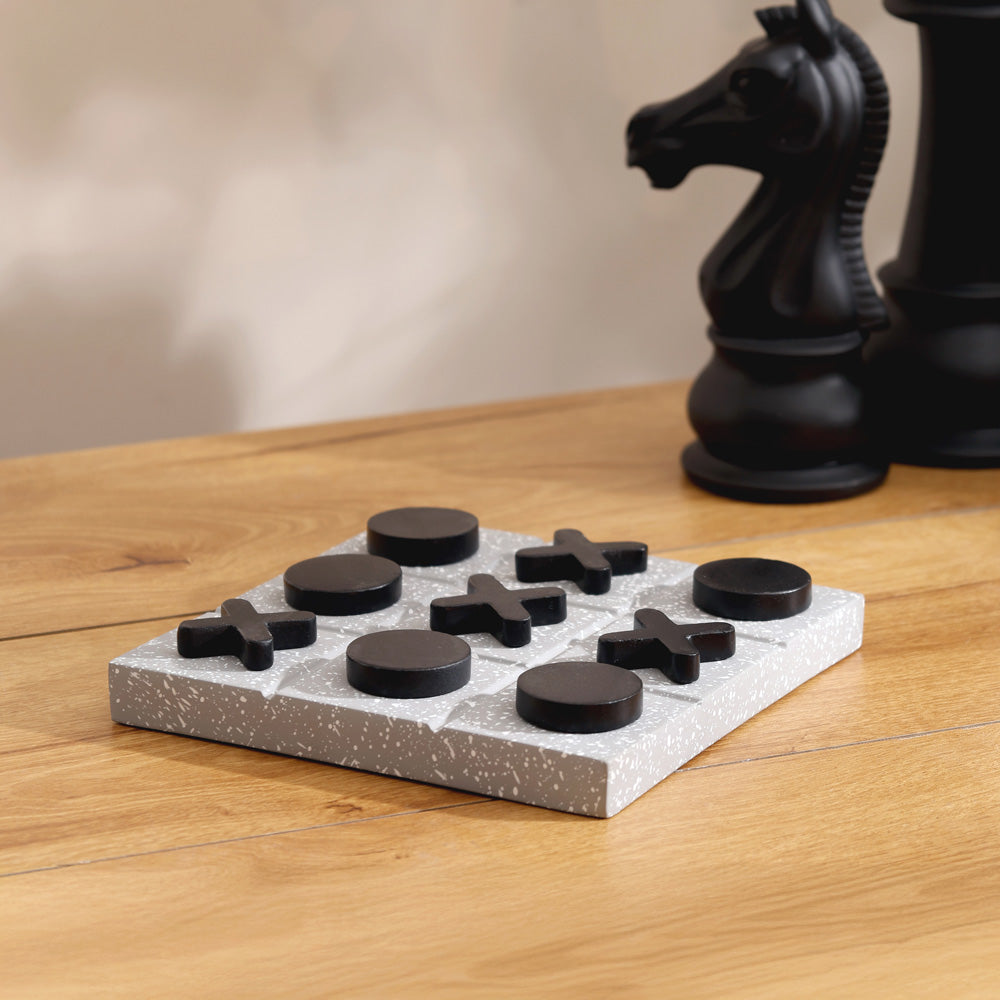 Xs and Os Concrete Tabletop Game - Grey Black