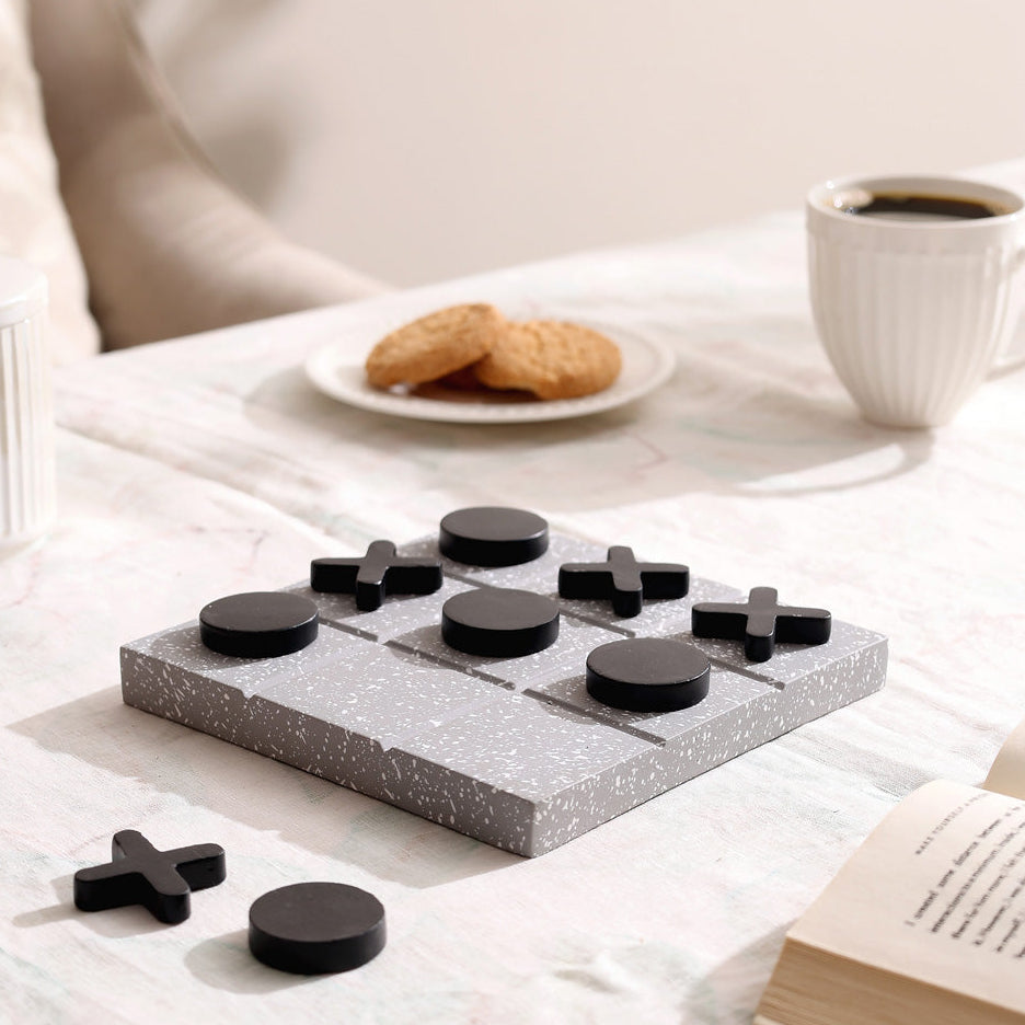 Xs and Os Concrete Tabletop Game - Grey Black