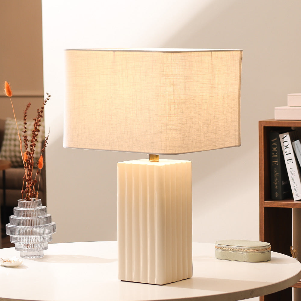Yana Ceramic Ribbed Table Lamp XL - Cream White