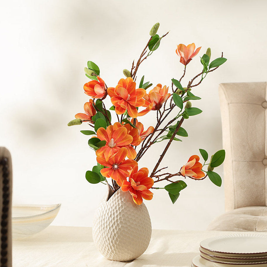 Yulan Magnolia Faux Stem - Sunset Orange