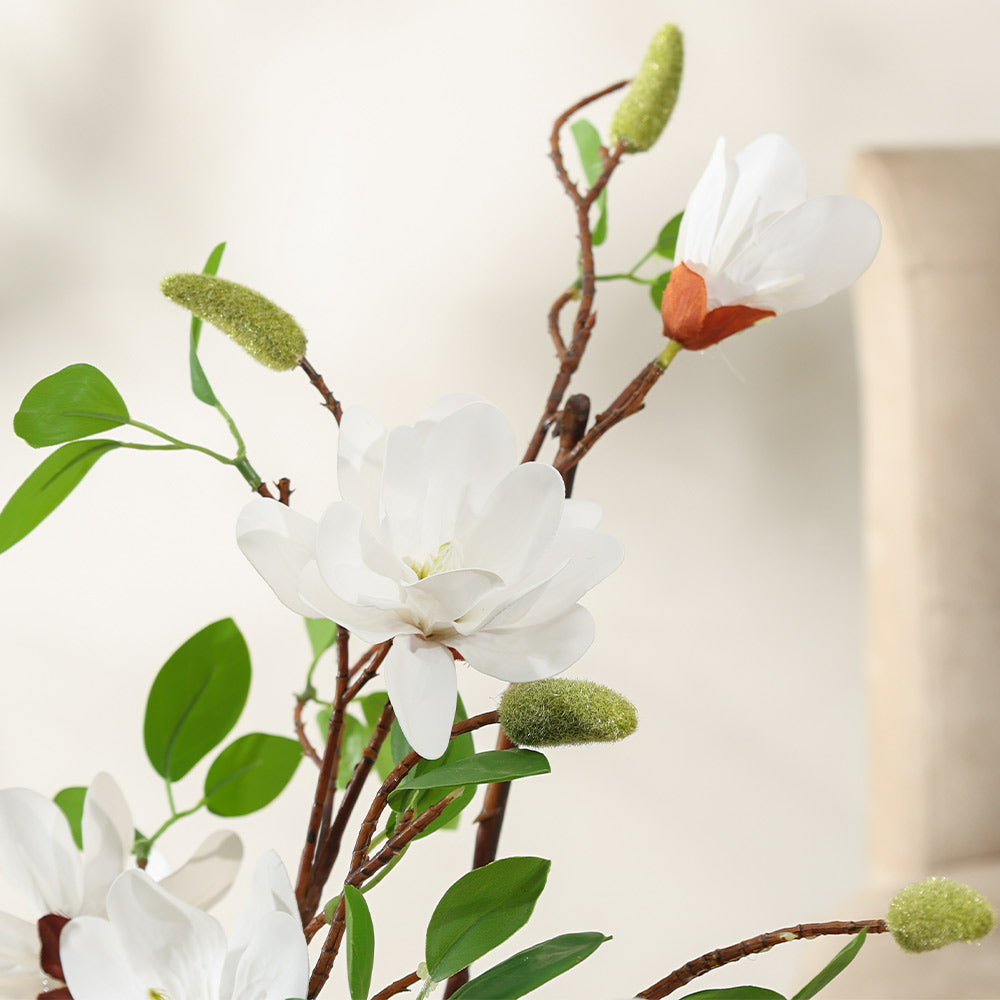 Yulan Magnolia Faux Stem - White