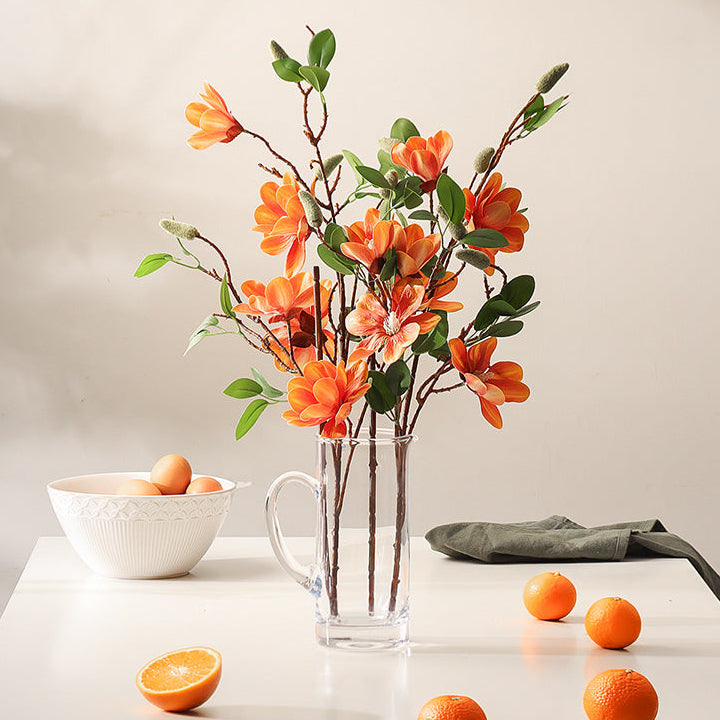Yulan Magnolia Faux Stem - Sunset Orange