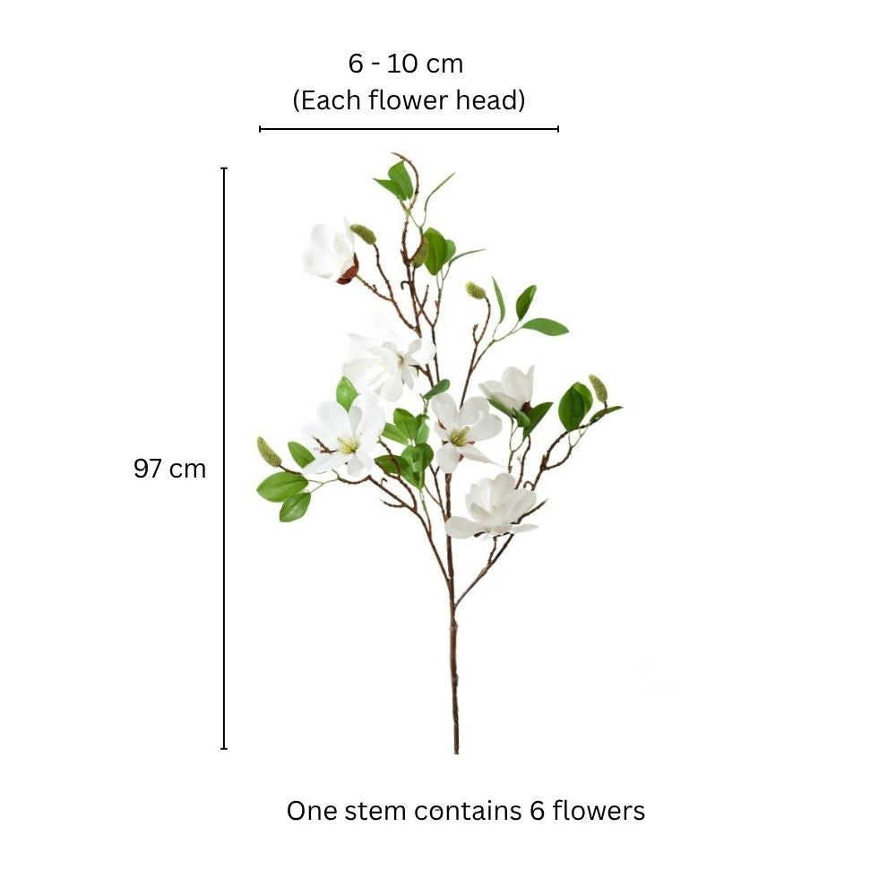 Yulan Magnolia Faux Stem - White