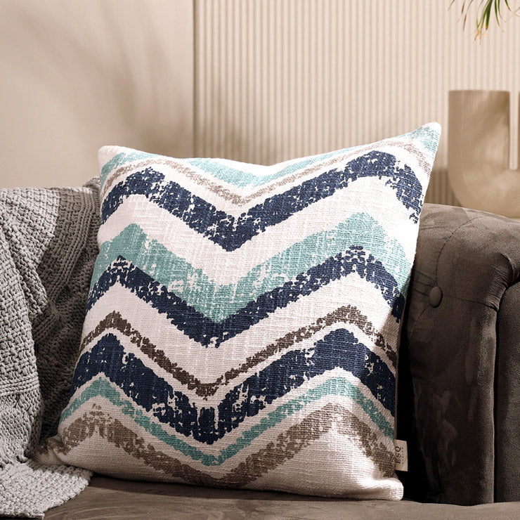Chevron Printed Cushion Cover 45x45cm - Blue Hue
