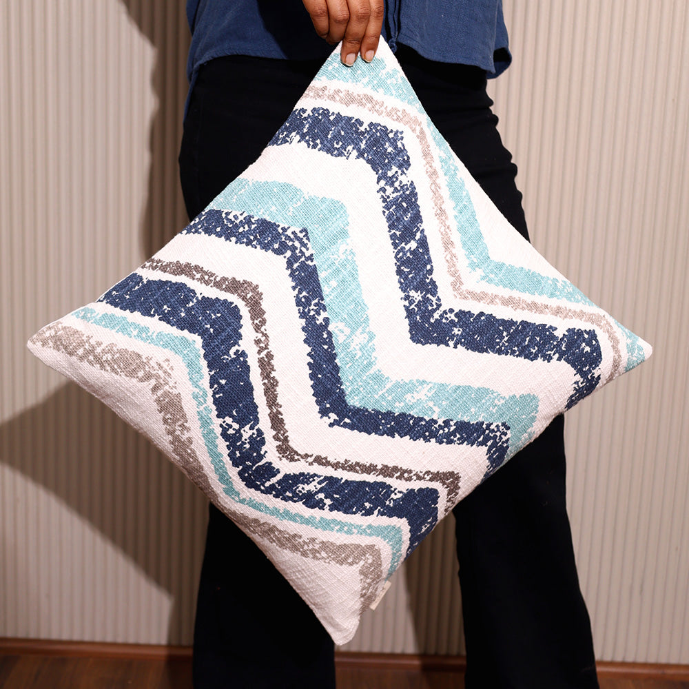 Chevron Printed Cushion Cover 45x45cm - Blue Hue