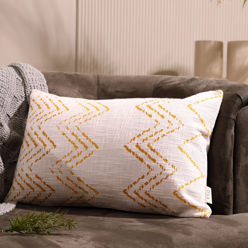 Chevron Printed Rectangular Cushion Cover 30x50cm - Ochre