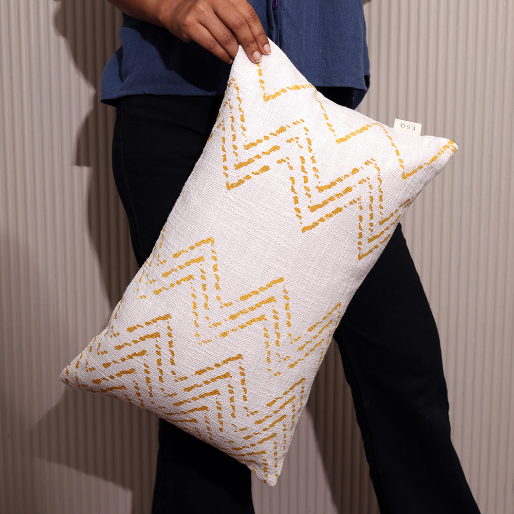 Chevron Printed Rectangular Cushion Cover 30x50cm - Ochre
