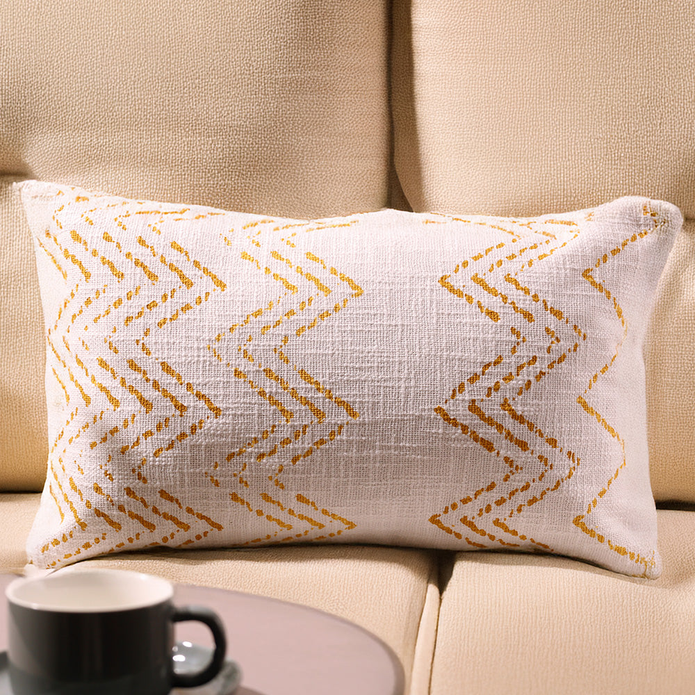 Chevron Printed Rectangular Cushion Cover 30x50cm - Ochre