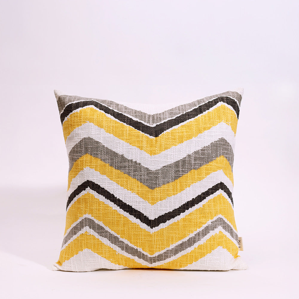 Chevron Printed Cushion Cover 45x45cm - Ochre