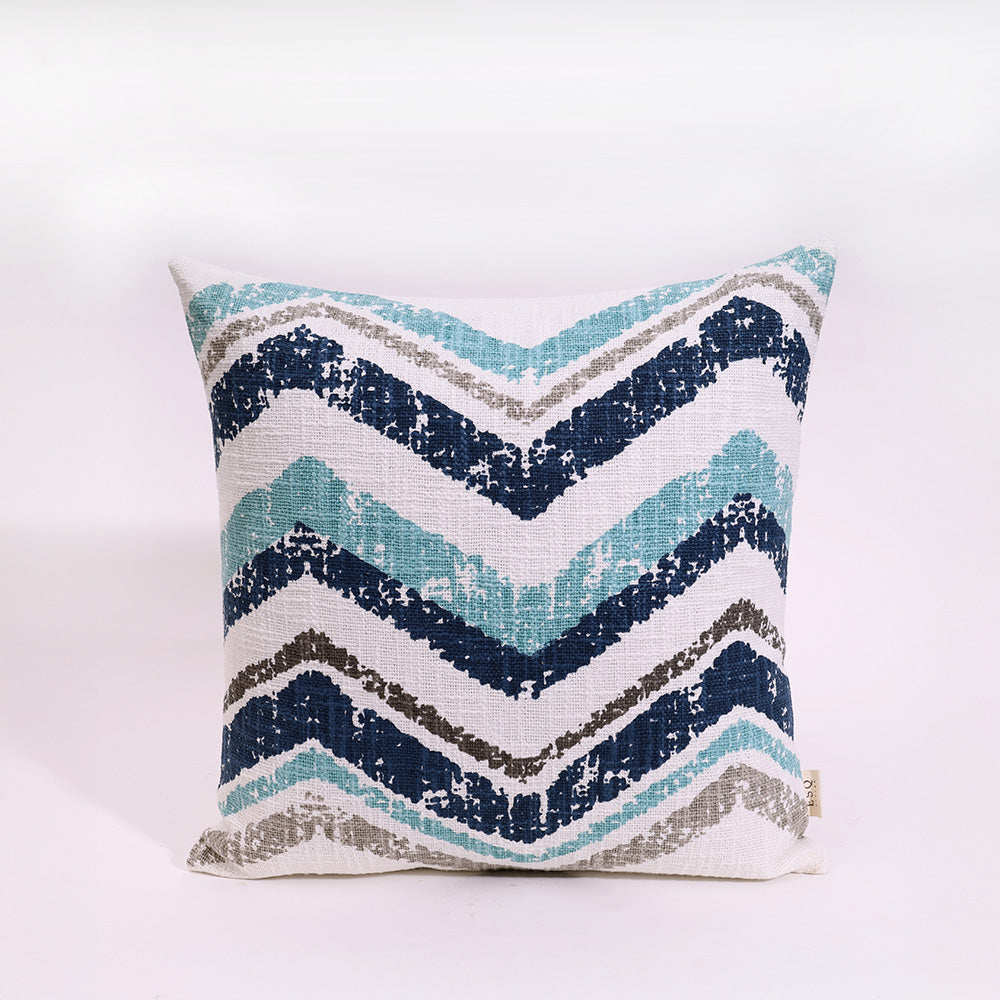 Chevron Printed Cushion Cover 45x45cm - Blue Hue