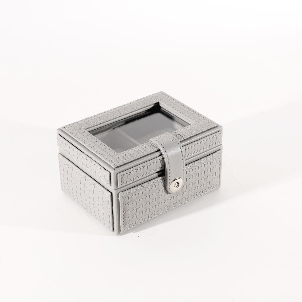 Zander 2-piece Textured Watch Box - Light Grey