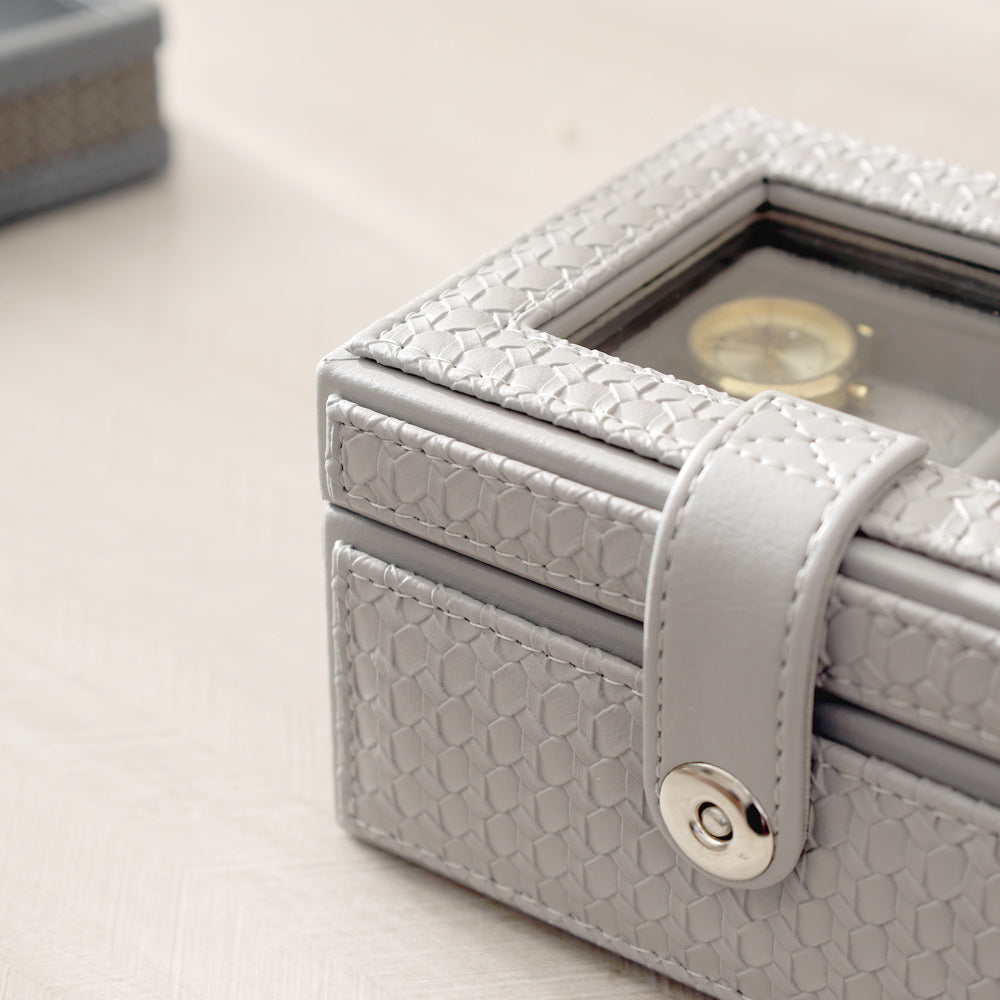 Zander 2-piece Textured Watch Box - Light Grey