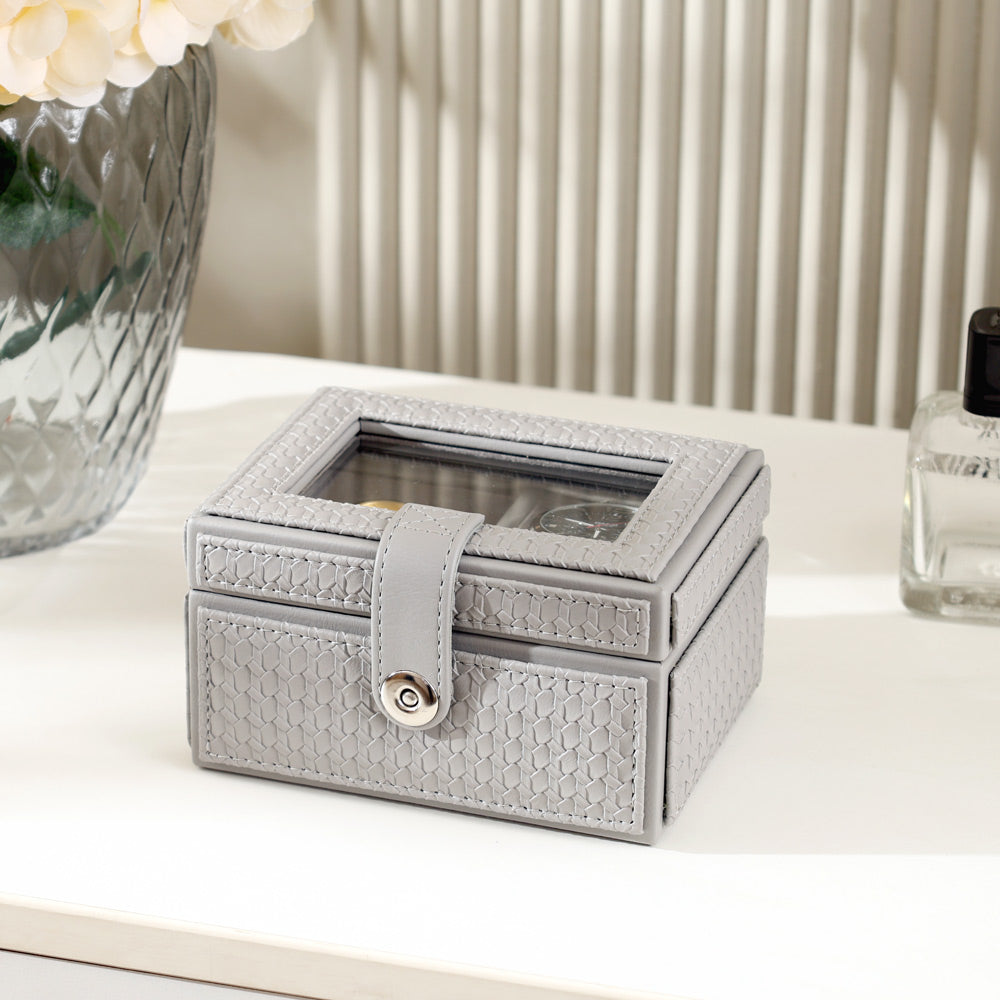 Zander 2-piece Textured Watch Box - Light Grey
