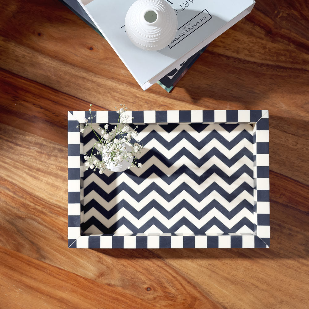 Zig-zag Decorative Tray Medium - Monochrome