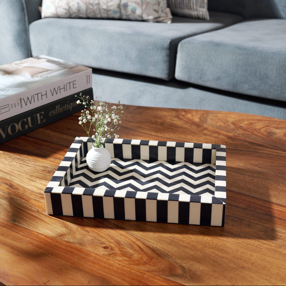Zig-zag Decorative Tray Medium - Monochrome
