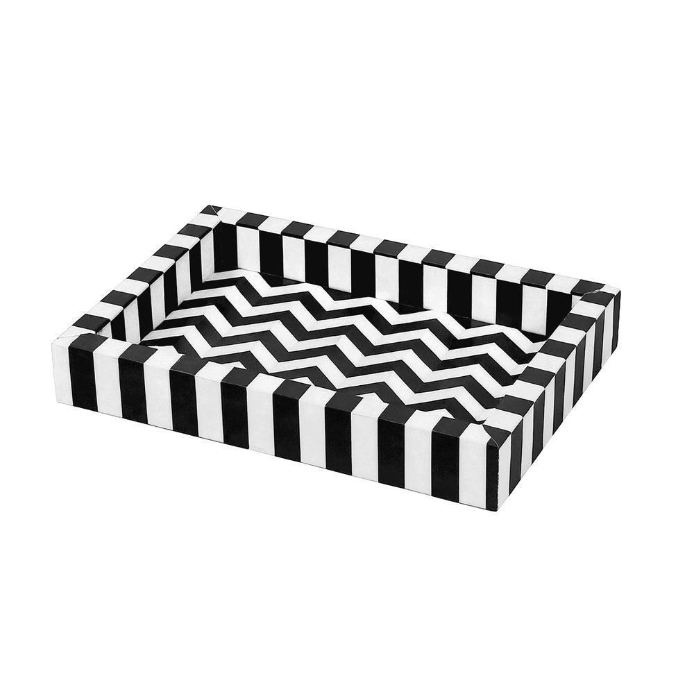 Zig-zag Decorative Tray Medium - Monochrome