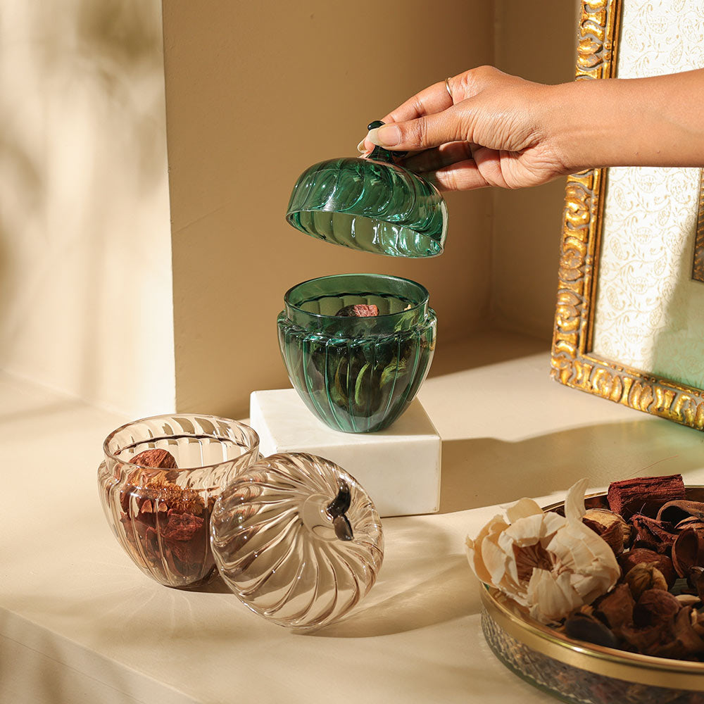 Zucca Glass Decorative Jar - Smoke