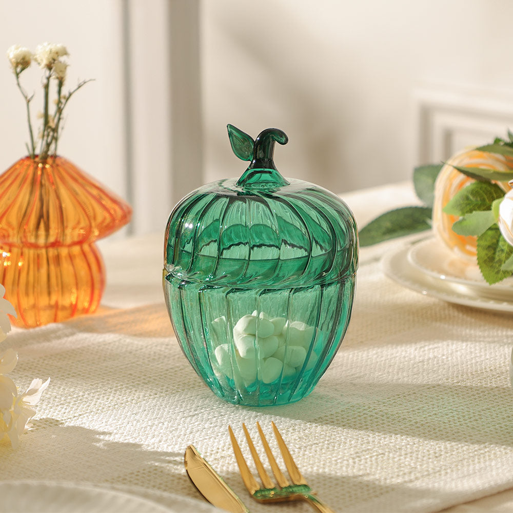 Zucca Glass Decorative Jar - Teal