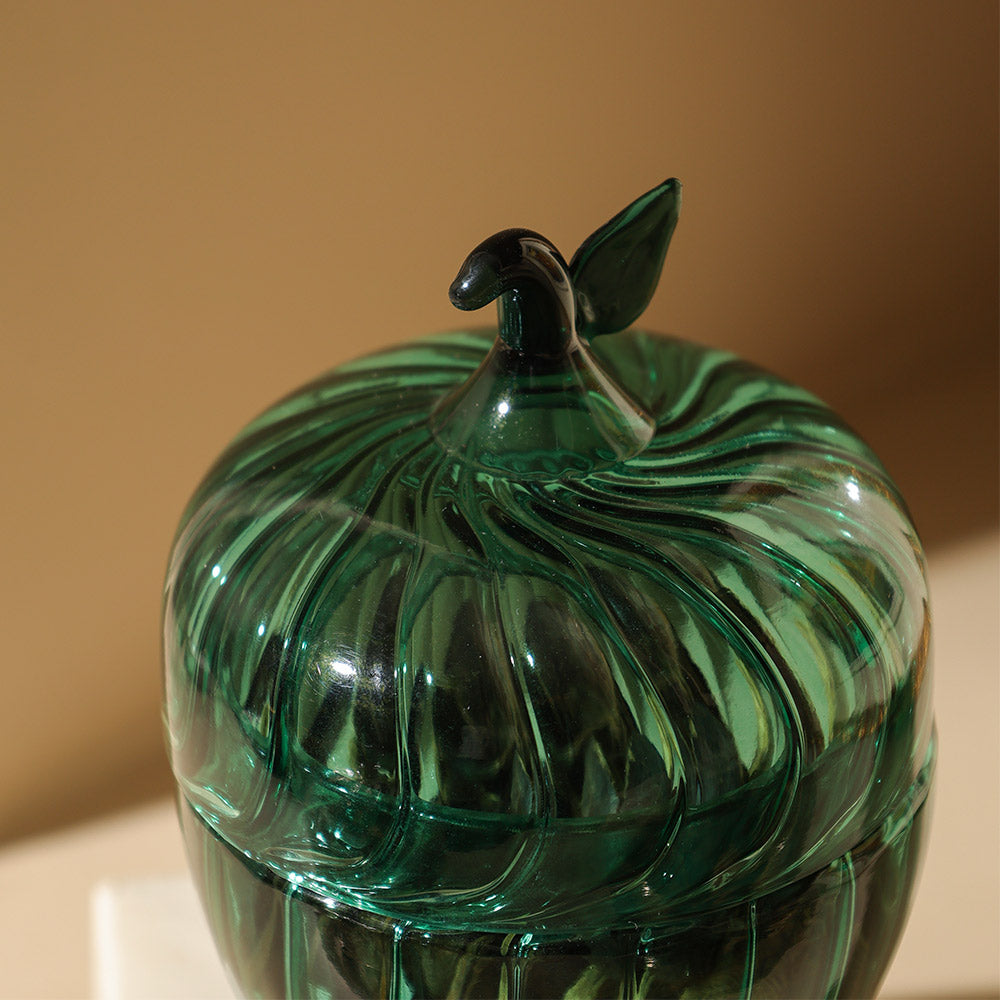 Zucca Glass Decorative Jar - Teal