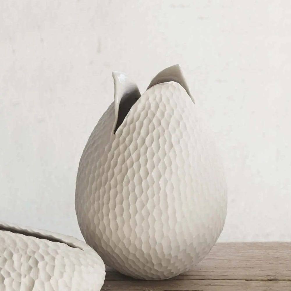 ASA Selection Carve Leaf Vase Tall - Cream