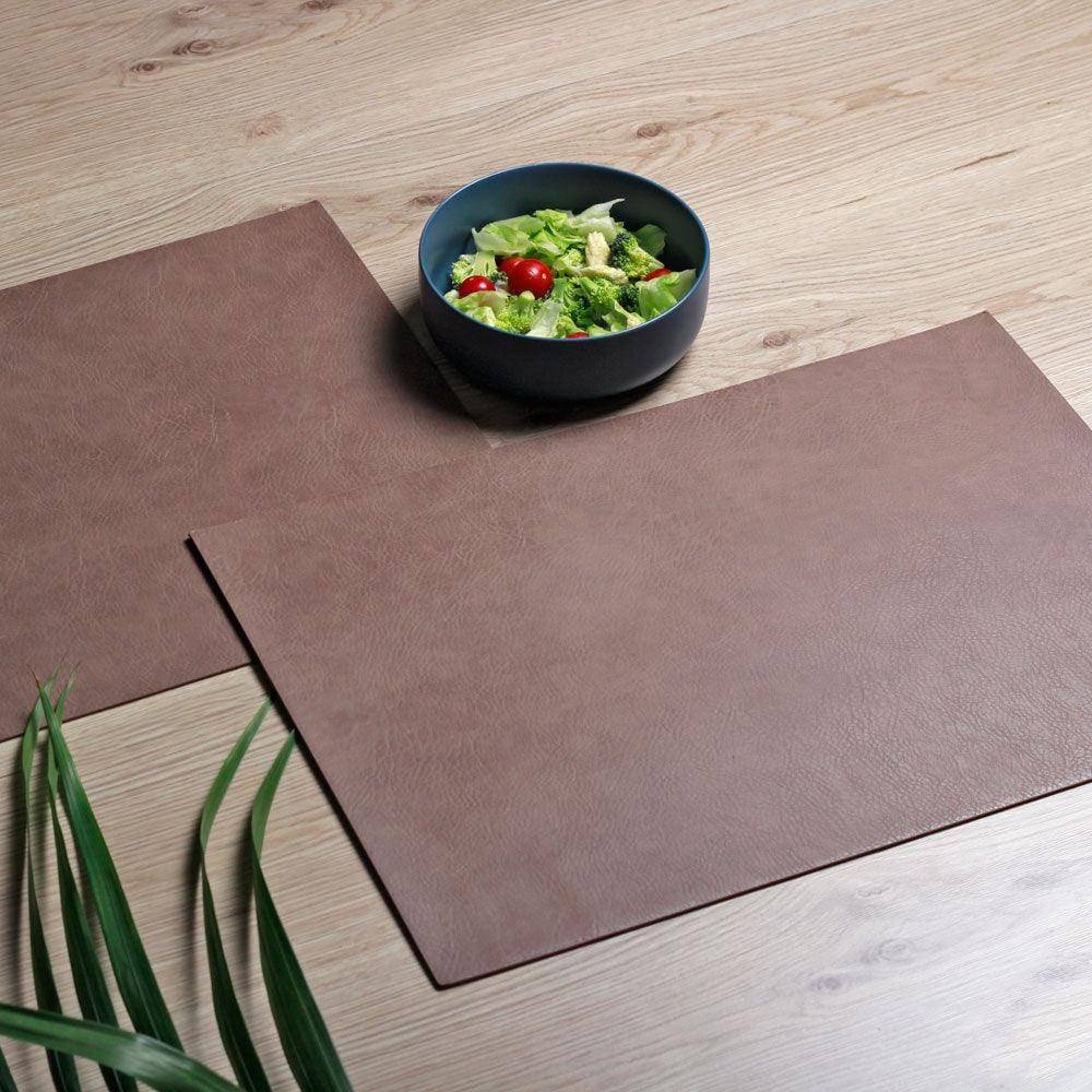 ASA Selection Rectangular Faux Leather Placemats, Set of 2 - Nougat