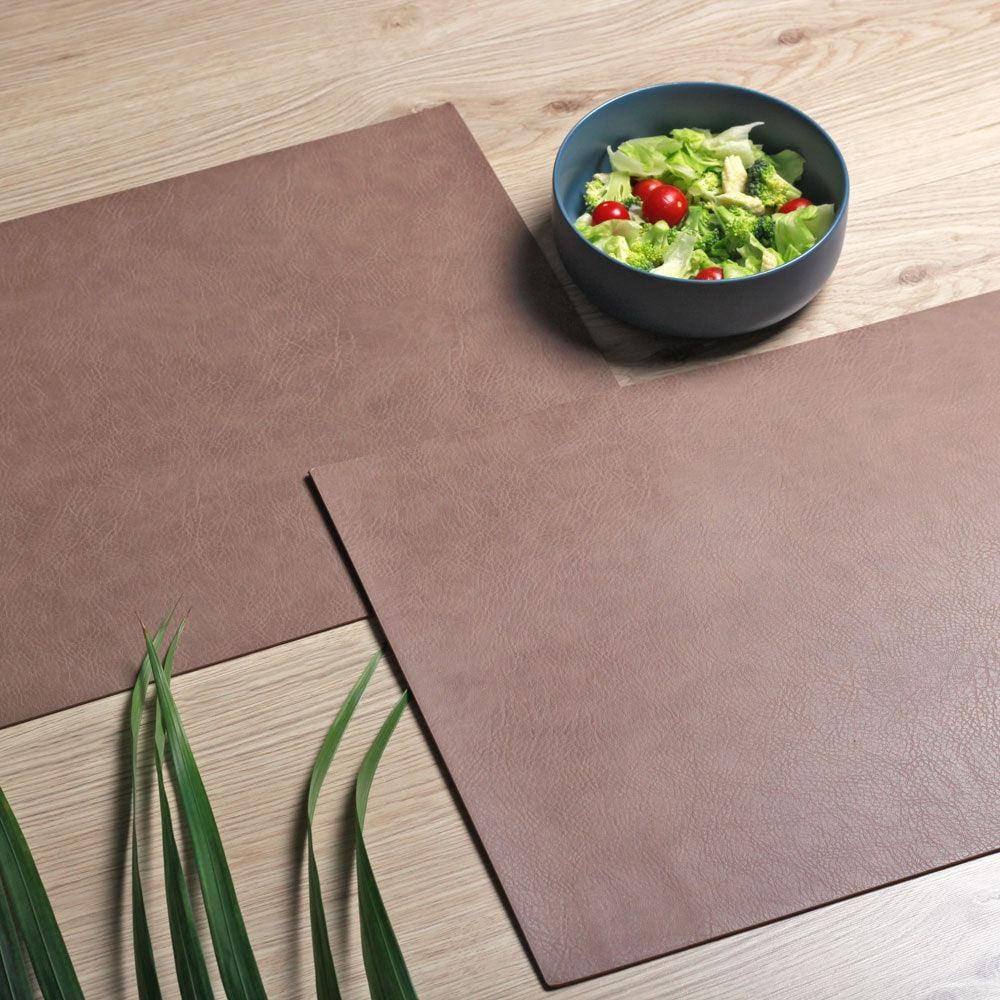 ASA Selection Rectangular Faux Leather Placemats, Set of 2 - Nougat