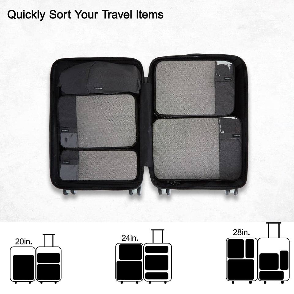 Bagsmart Compression Packing Cubes, Set of 6 - Black