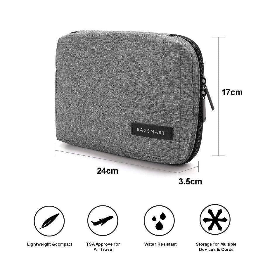 Bagsmart Electronics Organiser, Small - Heather Grey