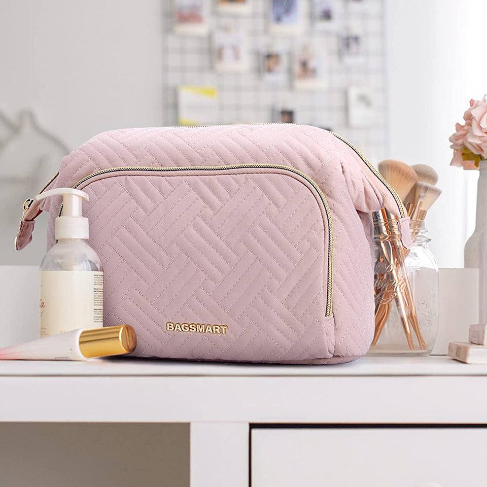 Bagsmart Travel Makeup Bag - Cross Pink