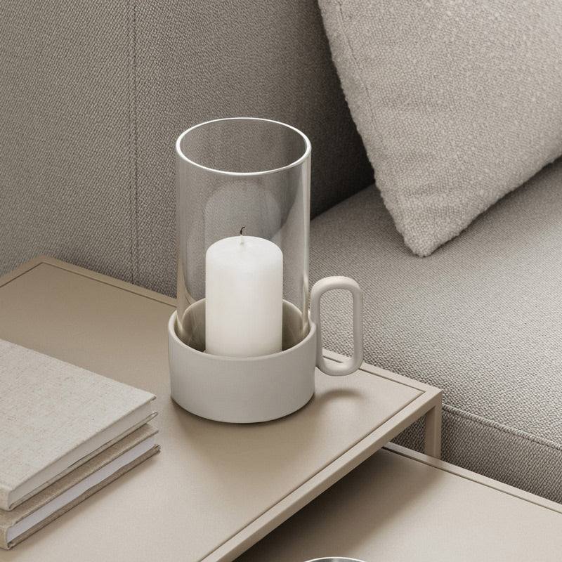 Blomus Germany Yuragi Glass and Ceramic Hurricane - Moonbeam