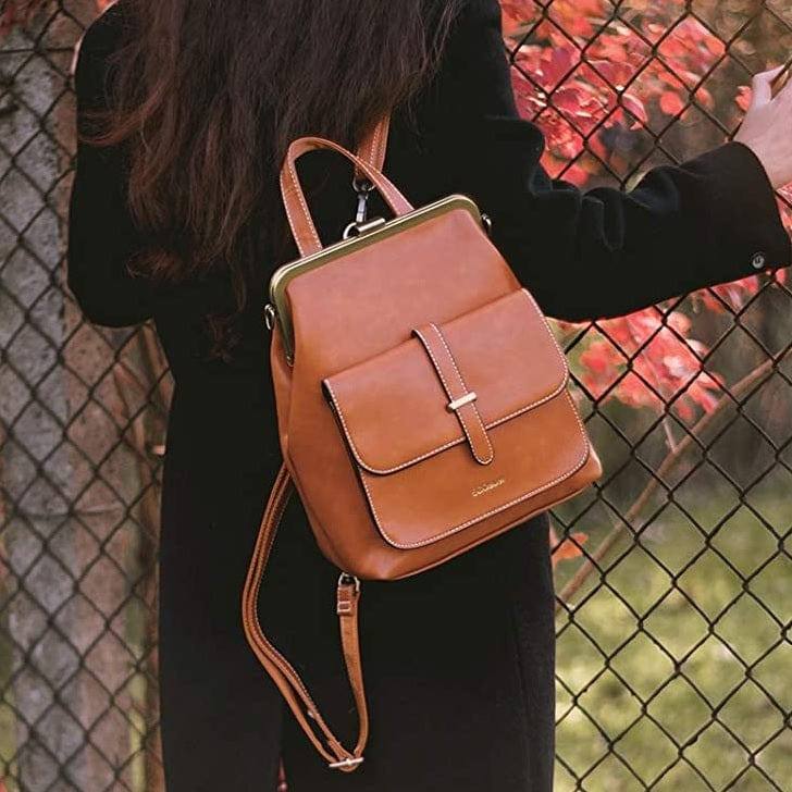 Ecosusi Petite Vintage Backpack Tan Modern Quests