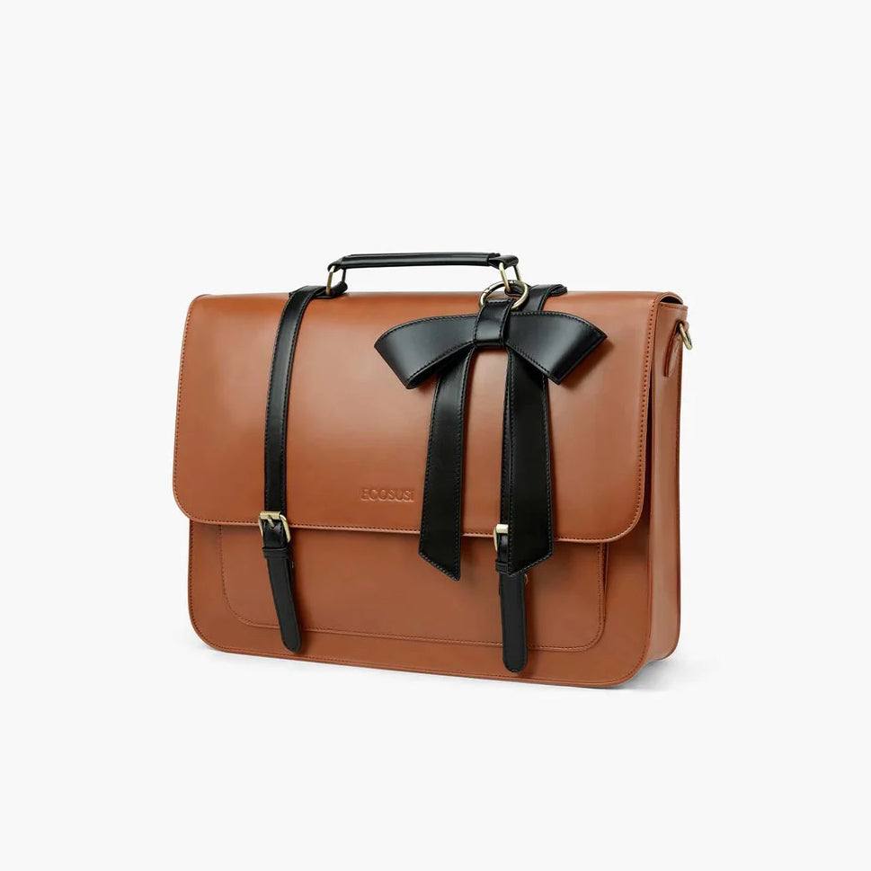Ecosusi Vintage Bow Briefcase Large - Brown