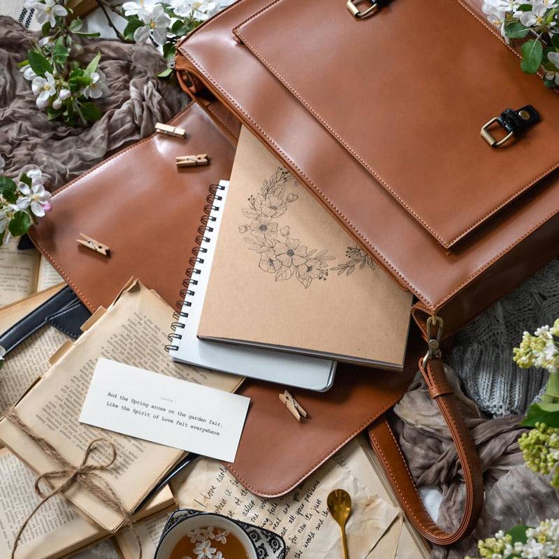 Ecosusi Vintage Bow Briefcase Large - Brown