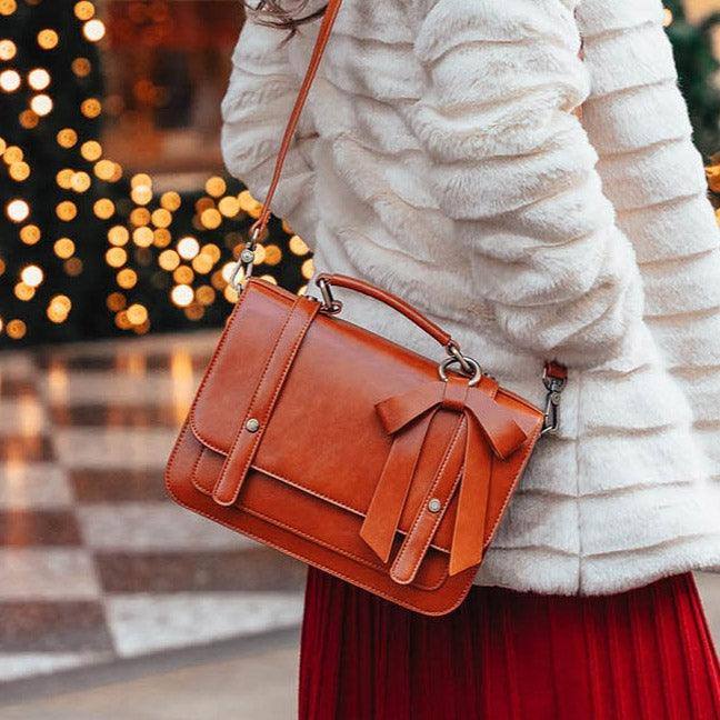 Ecosusi Vintage Bow Briefcase Small - Brown