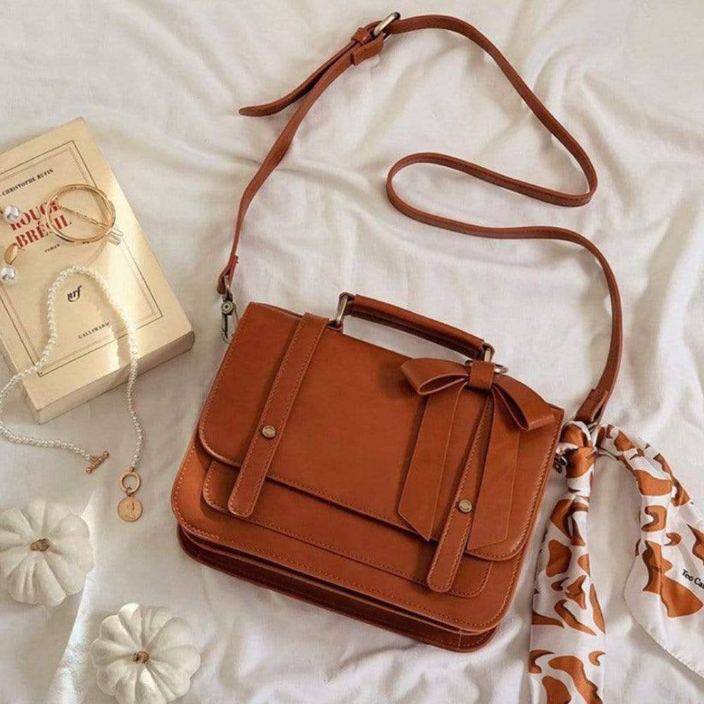 Ecosusi Vintage Bow Briefcase Small - Brown