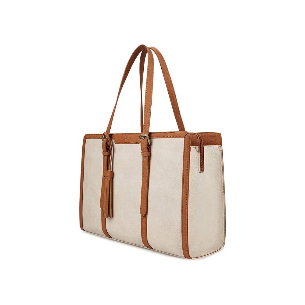 Ecosusi Vintage Laptop Tote - Beige Brown