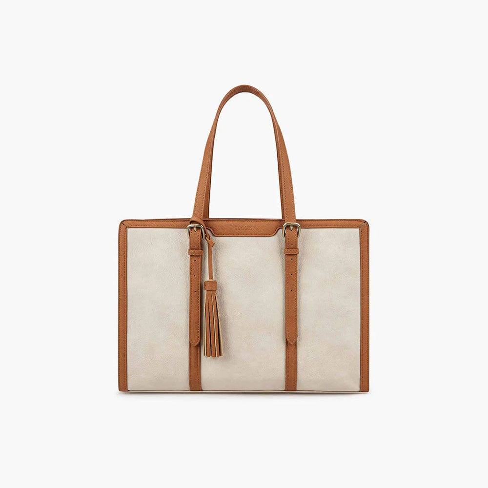 Ecosusi Vintage Laptop Tote - Beige Brown
