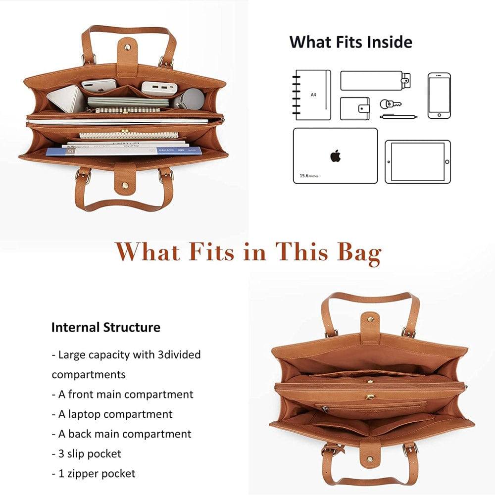 Ecosusi Vintage Laptop Tote - Beige Brown