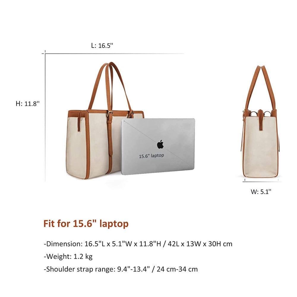 Ecosusi Vintage Laptop Tote - Beige Brown
