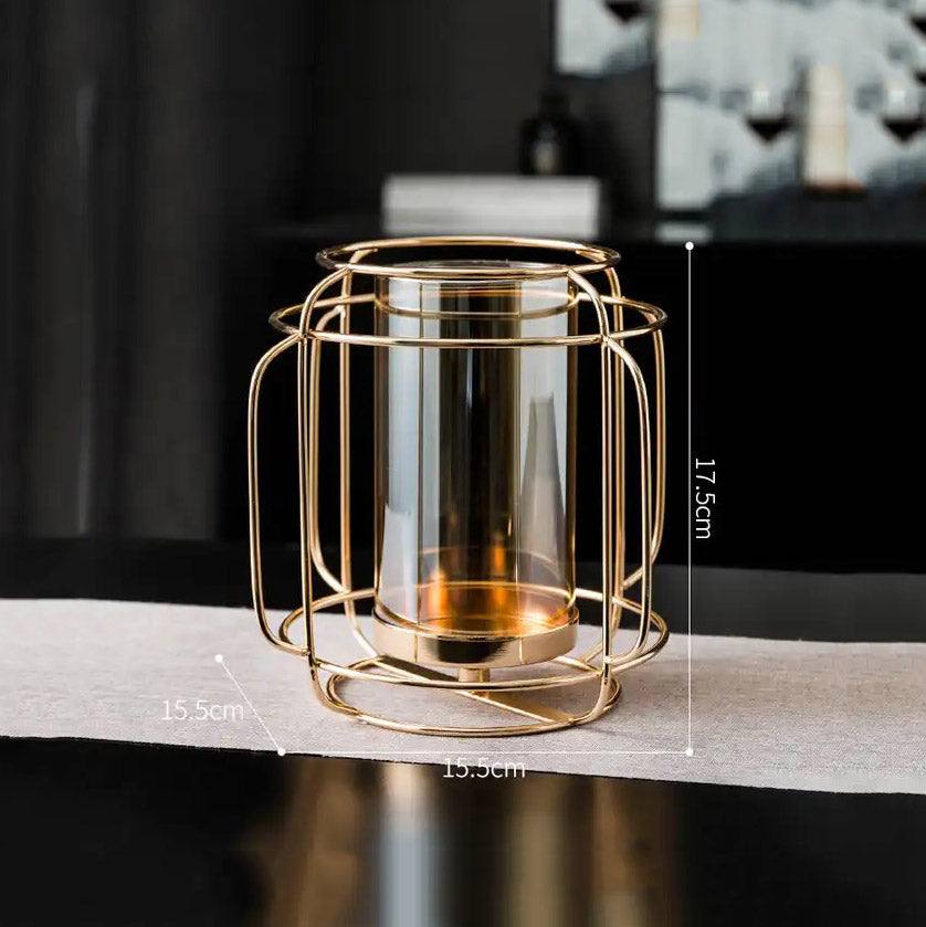 Enhabit Andrea Wireframe Candle Holder Medium - Gold
