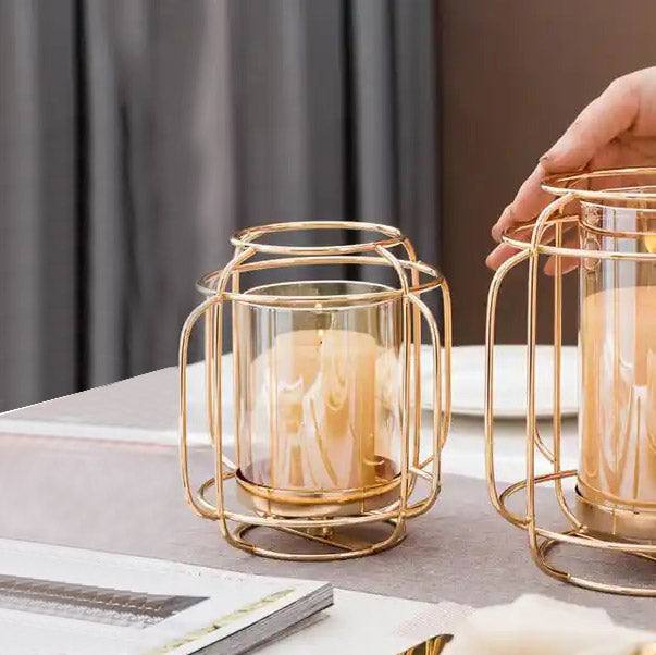 Enhabit Andrea Wireframe Candle Holder Medium - Gold