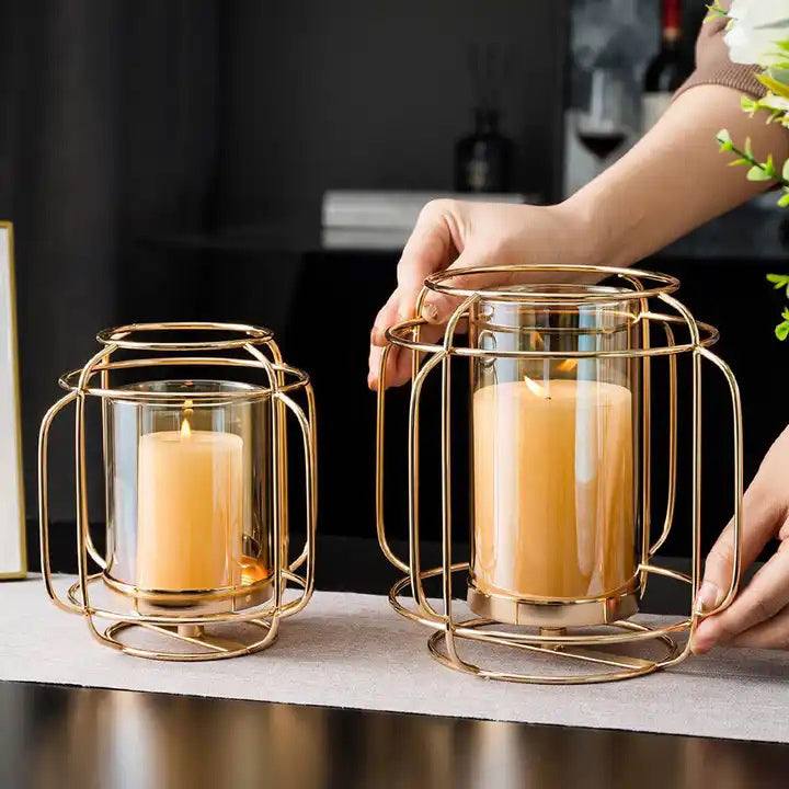 Enhabit Andrea Wireframe Candle Holder Medium - Gold