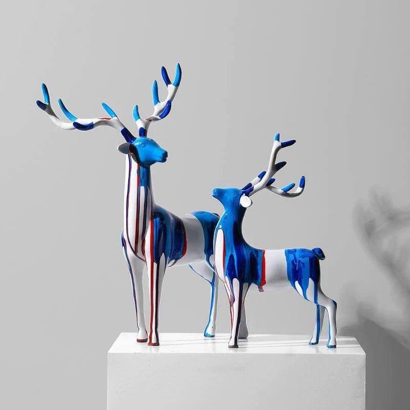 Enhabit Antler Decorative Sculptures, Set of 2 - Splash Blue