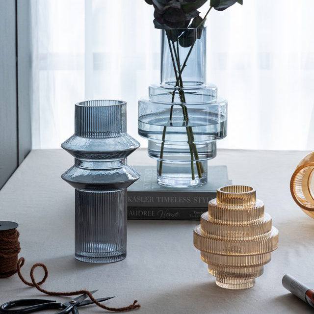 Enhabit Aria Glass Vases, Set of 2 - Blue Grey