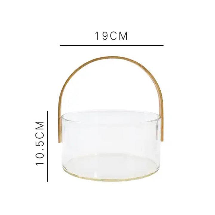 Enhabit Aura Glass Storage Basket with Wooden Handle