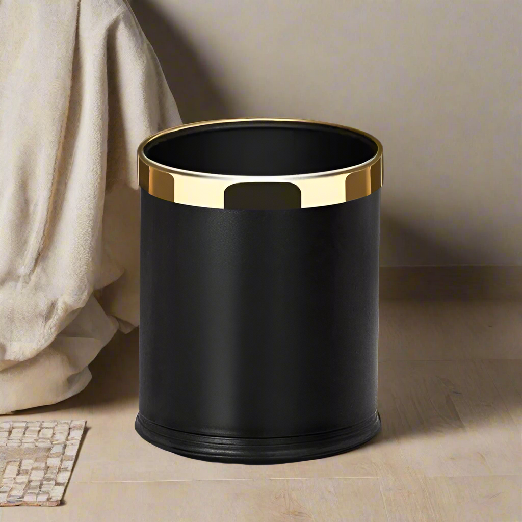 Bare Waste Bin 10L - Black & Gold
